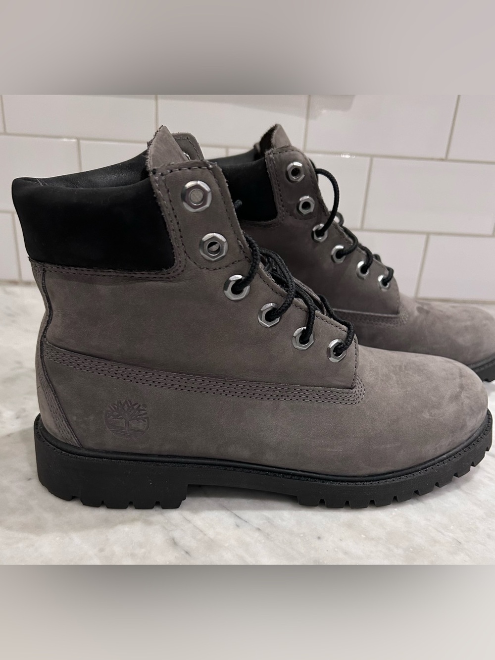Timberland Charcoal Gray Nubuck Ankle Boots—Never worn—